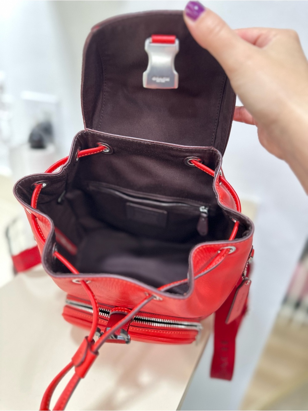 Coach Pace Small Backpack Miami Red with side zipper pocket-Like New ♥️ - Picture 10 of 11